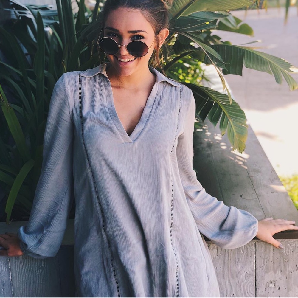 Tobi long sleeved sage green dress